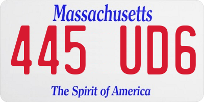 MA license plate 445UD6
