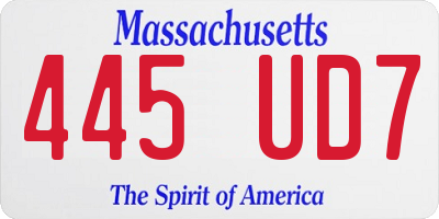 MA license plate 445UD7