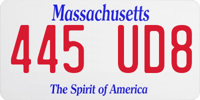 MA license plate 445UD8