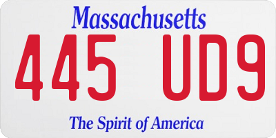 MA license plate 445UD9