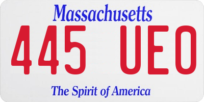 MA license plate 445UE0