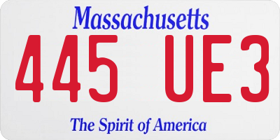 MA license plate 445UE3