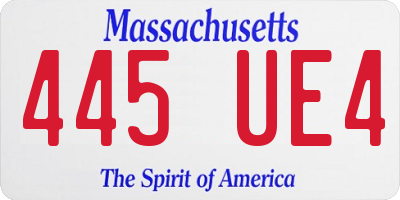 MA license plate 445UE4