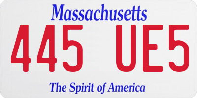 MA license plate 445UE5