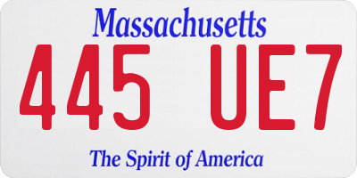 MA license plate 445UE7