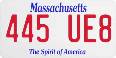 MA license plate 445UE8