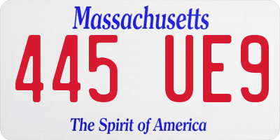 MA license plate 445UE9