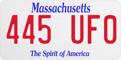 MA license plate 445UF0