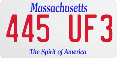 MA license plate 445UF3