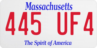 MA license plate 445UF4