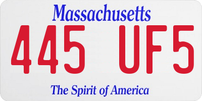 MA license plate 445UF5