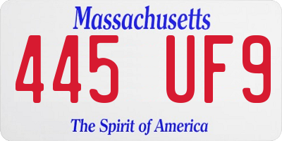 MA license plate 445UF9