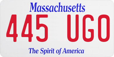 MA license plate 445UG0
