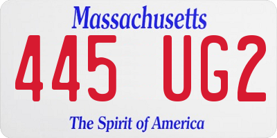 MA license plate 445UG2