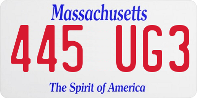 MA license plate 445UG3