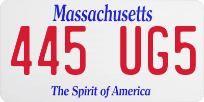 MA license plate 445UG5