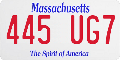 MA license plate 445UG7