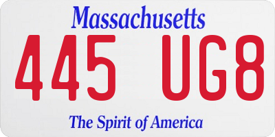 MA license plate 445UG8