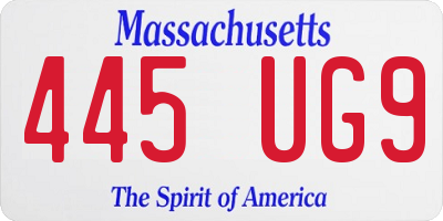 MA license plate 445UG9