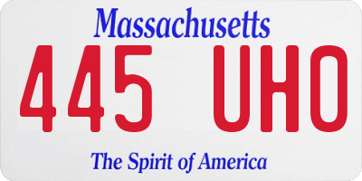 MA license plate 445UH0