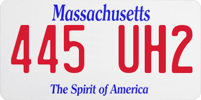 MA license plate 445UH2