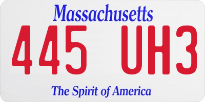 MA license plate 445UH3