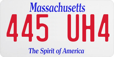 MA license plate 445UH4