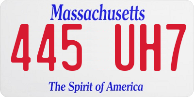 MA license plate 445UH7