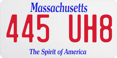 MA license plate 445UH8