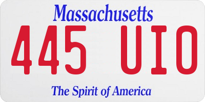 MA license plate 445UI0