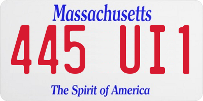 MA license plate 445UI1