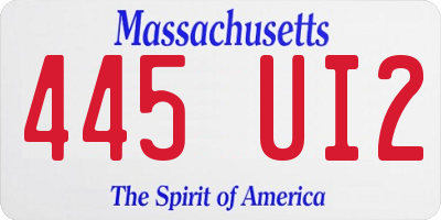 MA license plate 445UI2