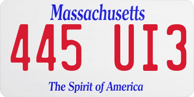 MA license plate 445UI3