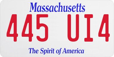 MA license plate 445UI4