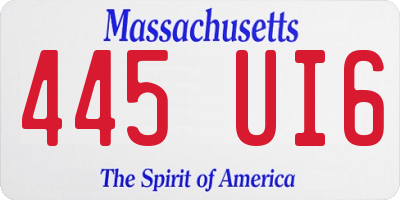 MA license plate 445UI6