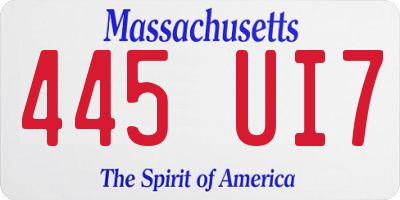MA license plate 445UI7