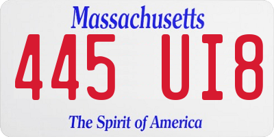 MA license plate 445UI8