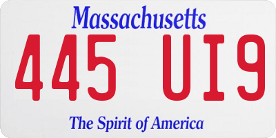 MA license plate 445UI9