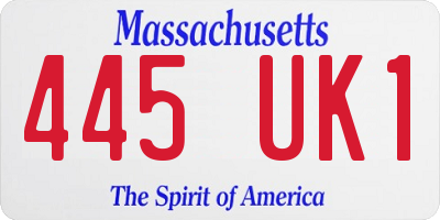 MA license plate 445UK1