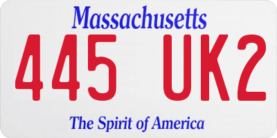 MA license plate 445UK2