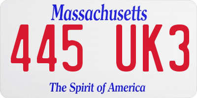MA license plate 445UK3