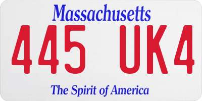 MA license plate 445UK4