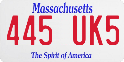 MA license plate 445UK5