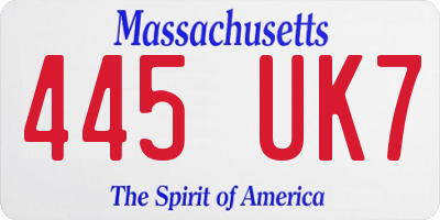 MA license plate 445UK7