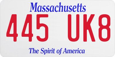 MA license plate 445UK8