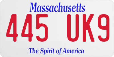 MA license plate 445UK9