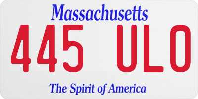 MA license plate 445UL0