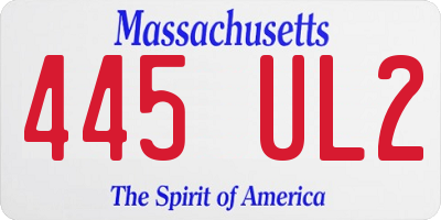 MA license plate 445UL2