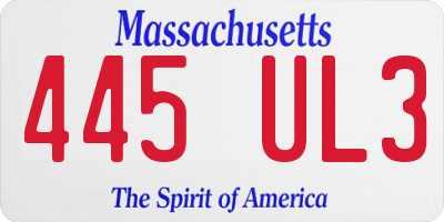 MA license plate 445UL3