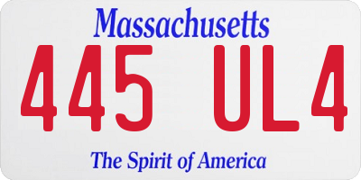 MA license plate 445UL4